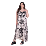 Platinum Φόρεμα Λευκό Γυναικείο Με Μαύρα Floral Maxi All Day Free Size - FS22656