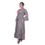 Platinum Φόρεμα Μαύρο - Μπεζ Με Boho Σχέδια Γυναικείο Μακρύ Βαμβακερό Flair Free Size - 424142-V - Image 2