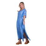 Platinum Καφτάνι Μπλε Γυναικείο Με Σχέδια Υφαντό Maxi Free Size - 52601-BL - Image 2
