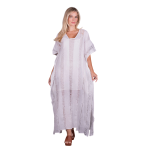 Platinum Καφτάνι Λευκό Γυναικείο Με Σχέδια Υφαντό Maxi Free Size - 52601-W