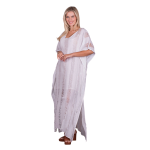 Platinum Καφτάνι Λευκό Γυναικείο Με Σχέδια Υφαντό Maxi Free Size - 52601-W - Image 2