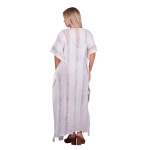 Platinum Καφτάνι Λευκό Γυναικείο Με Σχέδια Υφαντό Maxi Free Size - 52601-W - Image 3