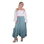 Platinum Φούστα Πετρολ Γυναικεία Maxi Ρομαντική Vintage Ασύμμετρη Με Βολάν All Day Free Size - 62019-PL