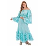 Platinum Μπλούζα Krop Top Aqua Γυναικεία Off Solder Με Βολάν Flair All Day Free Size - 62604-AQ - Image 2