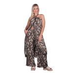 Platinum Παντελόνα Μαύρη Με Εκρού Και Χρυσά Print Boho Γυναικεία All Day Free Size - 82607-33 - Image 2