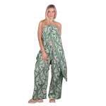 Platinum Παντελόνα Πράσινη Με Εκρού Και Χρυσά Print Boho Γυναικεία All Day Free Size - 82607-35