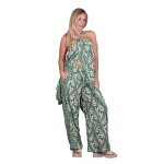 Platinum Παντελόνα Πράσινη Με Εκρού Και Χρυσά Print Boho Γυναικεία All Day Free Size - 82607-35 - Image 3