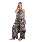 Platinum Παντελόνα Μαύρη Με Εκρού Και Χρυσά Print Boho Γυναικεία All Day Free Size - 82607-33 - Image 5