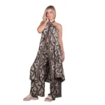Platinum Παντελόνα Μαύρη Με Εκρού Και Χρυσά Print Boho Γυναικεία All Day Free Size - 82607-33 - Image 2