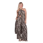 Platinum Παντελόνα Μαύρη Με Εκρού Και Χρυσά Print Boho Γυναικεία All Day Free Size - 82607-33