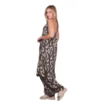 Platinum Παντελόνα Μαύρη Με Εκρού Και Χρυσά Print Boho Γυναικεία All Day Free Size - 82607-33 - Image 4
