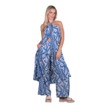 Platinum Παντελόνα Μπλε Με Εκρού Και Χρυσά Print Boho Γυναικεία All Day Free Size - 82607-34 - Image 2