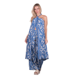 Platinum Παντελόνα Μπλε Με Εκρού Και Χρυσά Print Boho Γυναικεία All Day Free Size - 82607-34 - Image 3