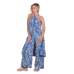 Platinum Παντελόνα Μπλε Με Εκρού Και Χρυσά Print Boho Γυναικεία All Day Free Size - 82607-34 - Image 4