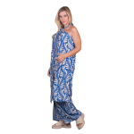 Platinum Παντελόνα Μπλε Με Εκρού Και Χρυσά Print Boho Γυναικεία All Day Free Size - 82607-34 - Image 5