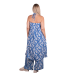 Platinum Παντελόνα Μπλε Με Εκρού Και Χρυσά Print Boho Γυναικεία All Day Free Size - 82607-34 - Image 6