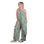 Platinum Παντελόνα Πράσινη Με Εκρού Και Χρυσά Print Boho Γυναικεία All Day Free Size - 82607-35 - Image 4