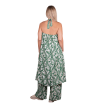 Platinum Παντελόνα Πράσινη Με Εκρού Και Χρυσά Print Boho Γυναικεία All Day Free Size - 82607-35 - Image 6