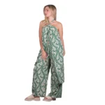 Platinum Παντελόνα Πράσινη Με Εκρού Και Χρυσά Print Boho Γυναικεία All Day Free Size - 82607-35 - Image 4