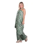 Platinum Παντελόνα Πράσινη Με Εκρού Και Χρυσά Print Boho Γυναικεία All Day Free Size - 82607-35 - Image 5