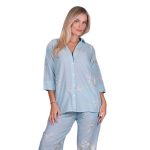 Platinum Παντελόνα Light Blue Με Εκρού Κεντητά Σχέδια Γυναικεία All Day Free Size - FS92683-BL - Image 4