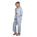 Platinum Πουκάμισο Light Blue Γυναικείο Με Γιακά Και Κέντημα Κοντομάνικο All Day Free Size - 92682-BL - Image 5