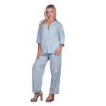 Platinum Πουκάμισο Light Blue Γυναικείο Με Γιακά Και Κέντημα Κοντομάνικο All Day Free Size - 92682-BL - Image 2