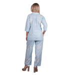 Platinum Πουκάμισο Light Blue Γυναικείο Με Γιακά Και Κέντημα Κοντομάνικο All Day Free Size - 92682-BL - Image 4
