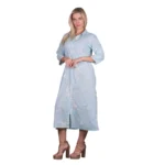Platinum Φόρεμα Light Blue Με Εκρού Κεντητό Σχέδιο Γυναικείο Μακρύ Τρουακάρ All Day Free Size - 92685-BL