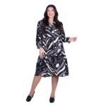 Platinum Φόρεμα Ασπρόμαυρο Με Animal Print Σχέδια Γυναικείο Νεανικό Εβαζέ All Day Free Size - BC258-GU