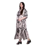 Platinum Καφτάνι Λευκό Γυναικείο Με Μαύρα Floral Σχέδια Maxi Free Size - 22655 - Image 2