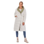 Platinum Μπουφάν Λευκό Γυναικείο Double Face Με Κουκούλα Casual Midi All Day - 2023008-W