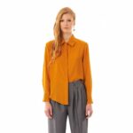 Platinum Πουκάμισο Ώχρα Γυναικείο Mακρυμάνικο Casual All Day Free Size - 201-CH