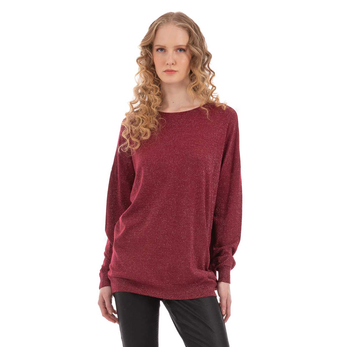 Platinum Μπλούζα Μπορντό Γυναικεία Lurex Ελαστική All Day Free Size - 22233-BR