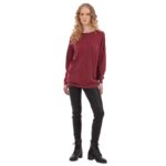 Platinum Μπλούζα Μπορντό Γυναικεία Lurex Ελαστική All Day Free Size - 22233-BR - Image 2