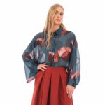 Platinum Πουκάμισο Πράσινο Γυναικείο Με Floral Σχέδια Mακρυμάνικο All Day Free Size - 255-GU