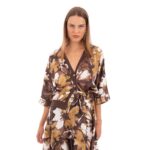 Platinum Φούστα Καφέ Floral Γυναικεία Μidi Με Λάστιχο All Day Free Size - 317-BR - Image 2