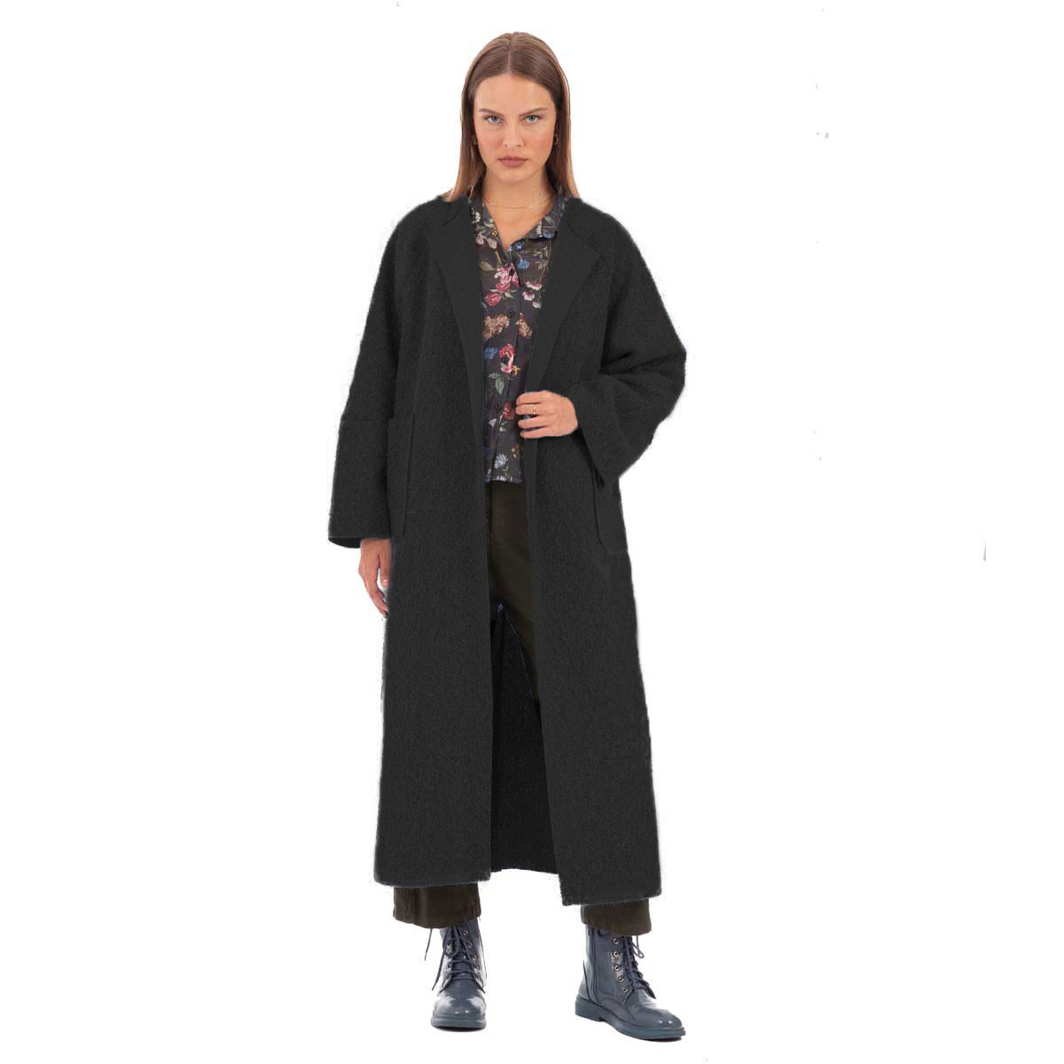 7332-BCa Platinum Παλτό Μαύρο Προκάρ Γυναικείο Casual All Day Free Size - 7332-BC - Image 1