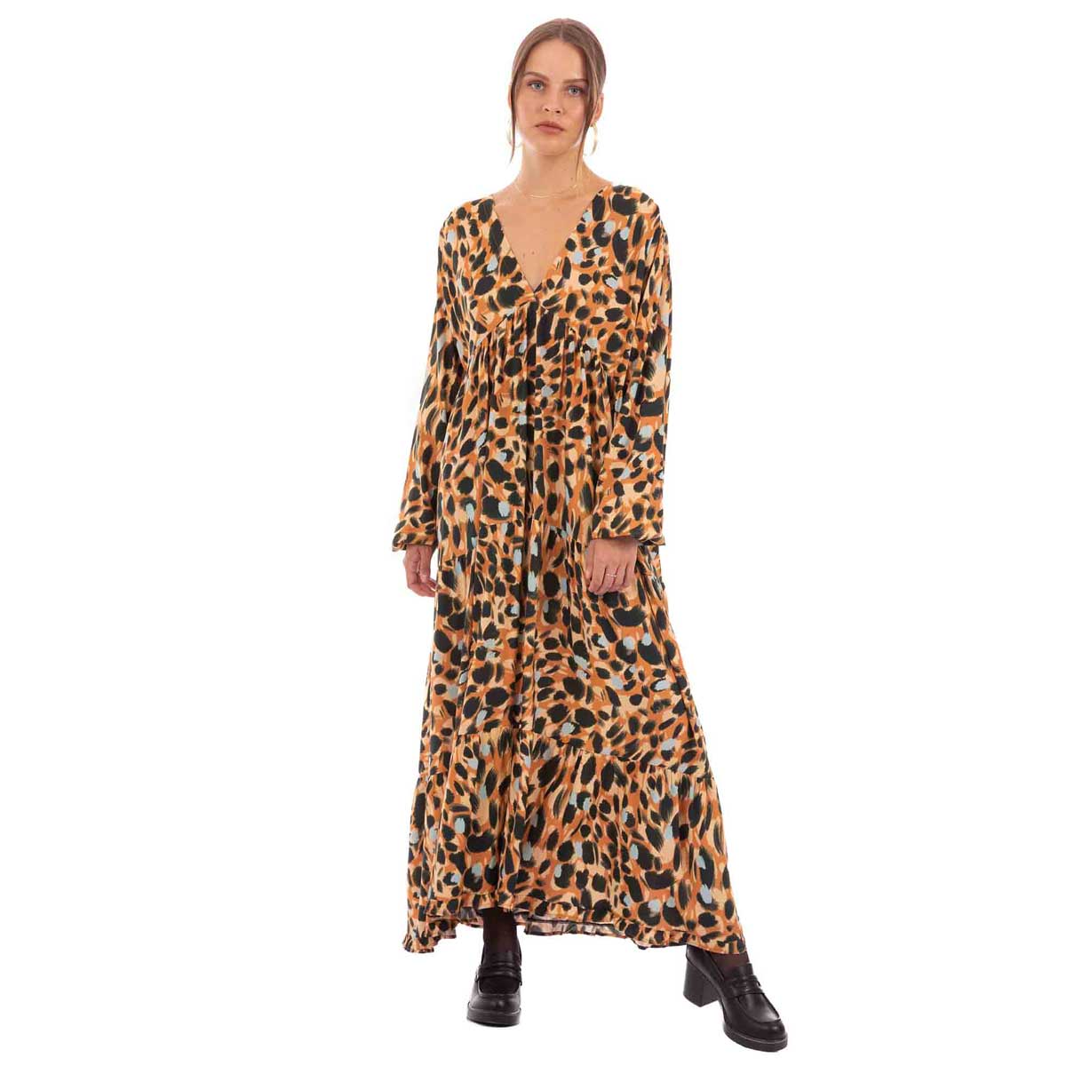 Platinum Φόρεμα Εκάι Με Animal Print Σχέδιο Γυναικείο Μακρύ All Day Free Size - 99467